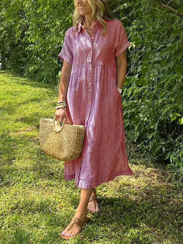 Cressida Striped Button-Up Shirt Dress