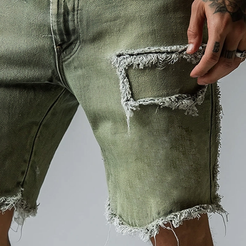 Luca Ripped Stretch Denim Shorts