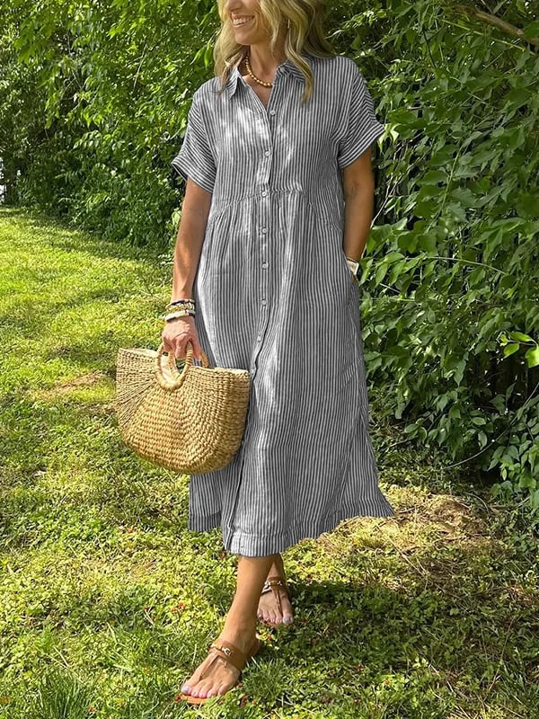 Cressida Striped Button-Up Shirt Dress