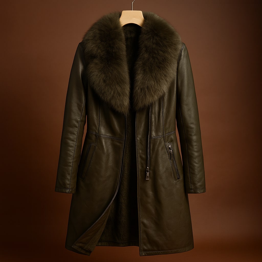 Mariana Fur-Trim Leather Coat