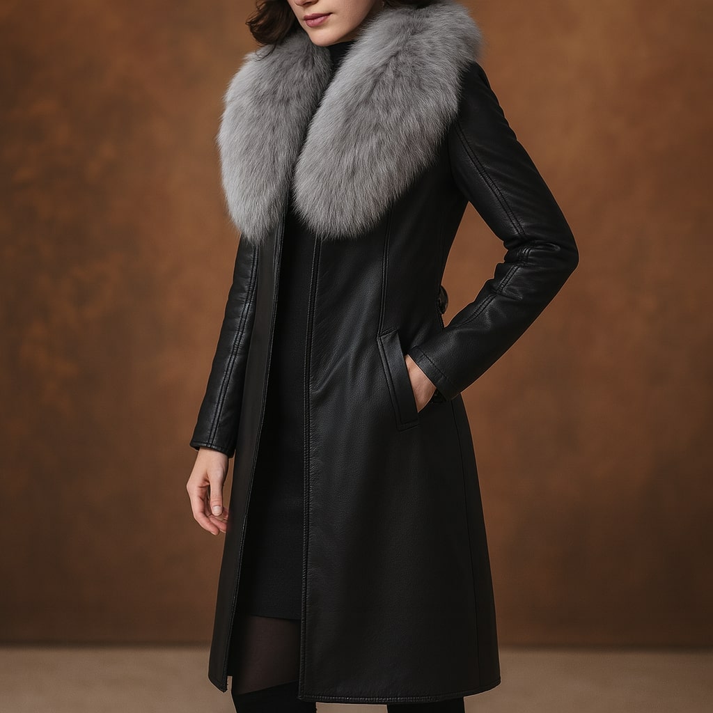Mariana Fur-Trim Leather Coat