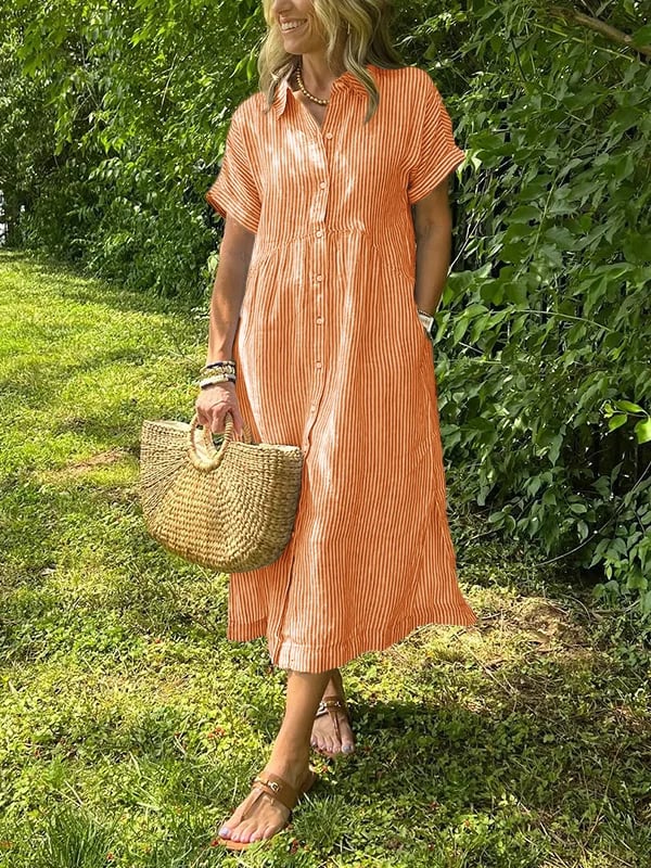 Cressida Striped Button-Up Shirt Dress