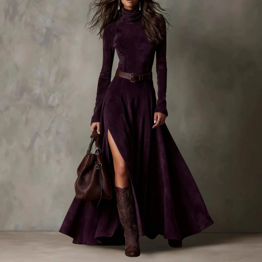 Ariana Turtleneck Slit Maxi Dress