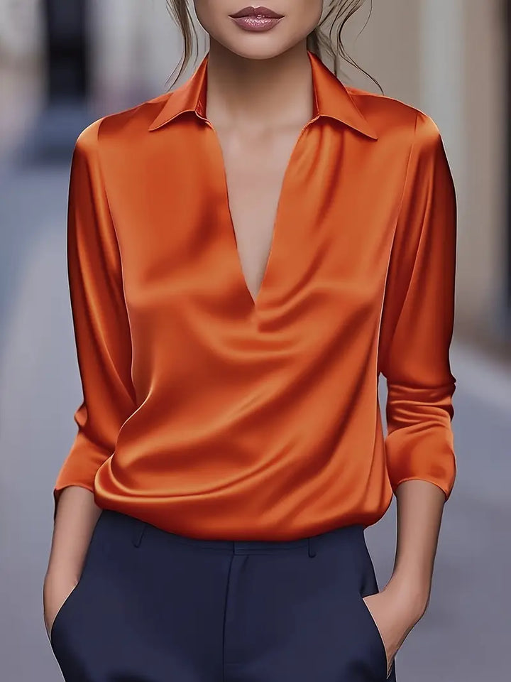 Odalie Satin Draped Collar Blouse