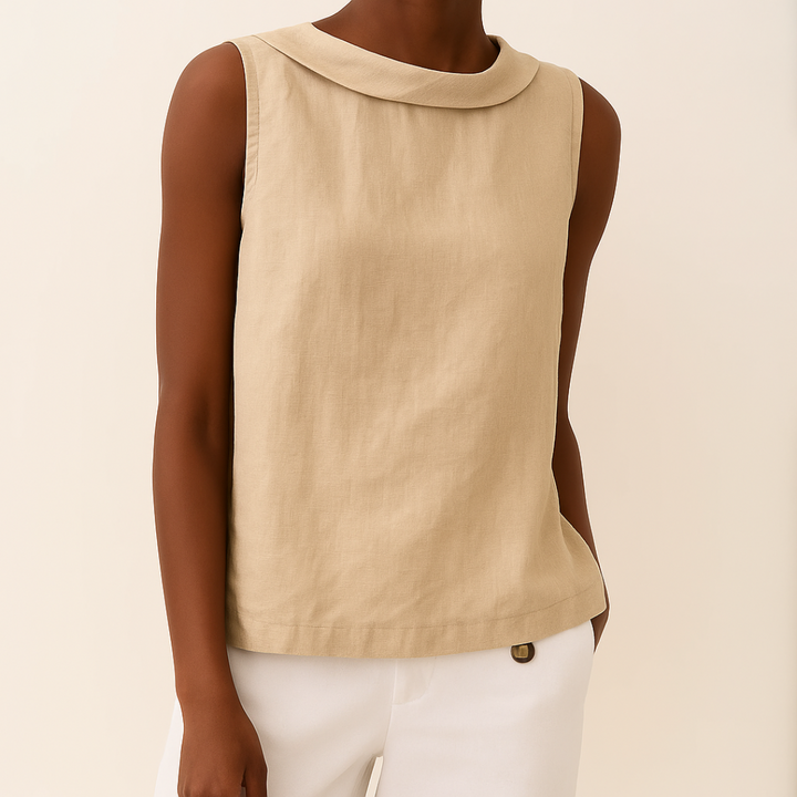 Amelia Sleeveless Roll Collar Top