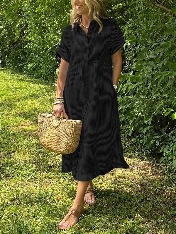 Cressida Striped Button-Up Shirt Dress