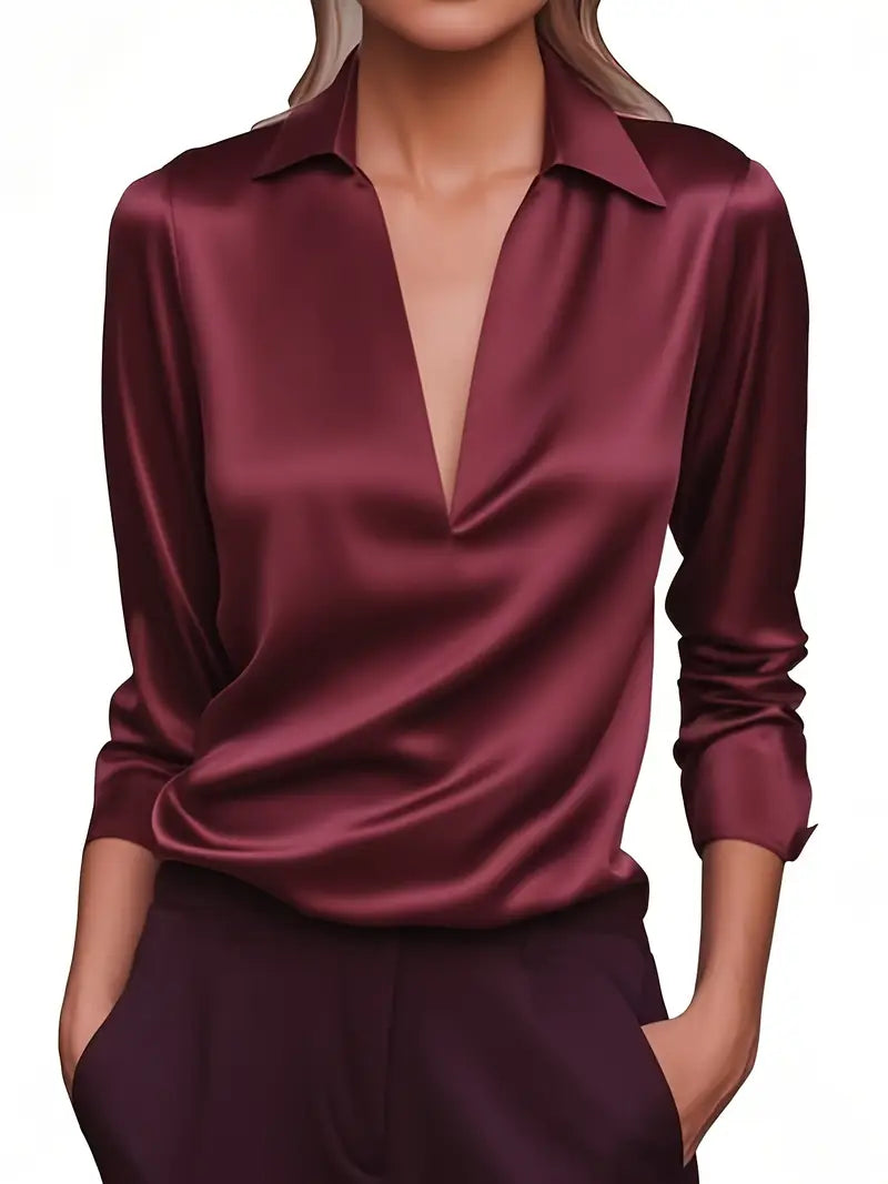 Odalie Satin Draped Collar Blouse