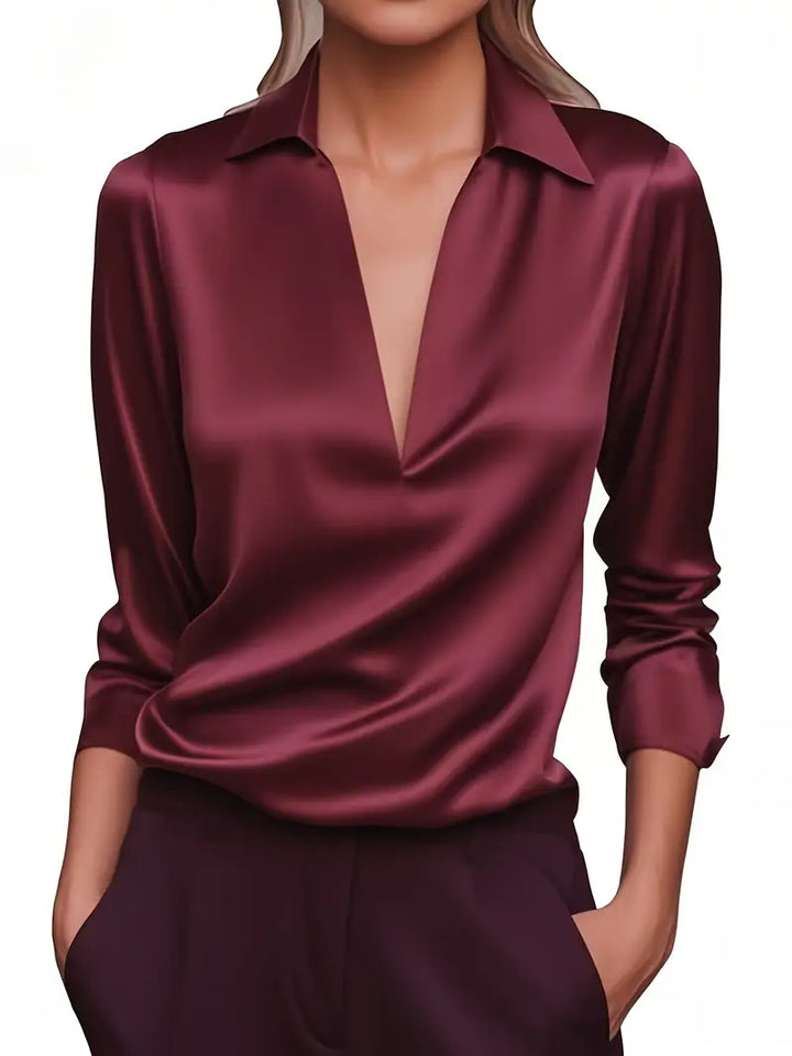 Odalie Satin Draped Collar Blouse