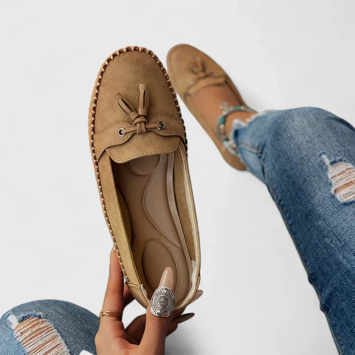 Davina Suede Bow Tassel Slip-On Loafers