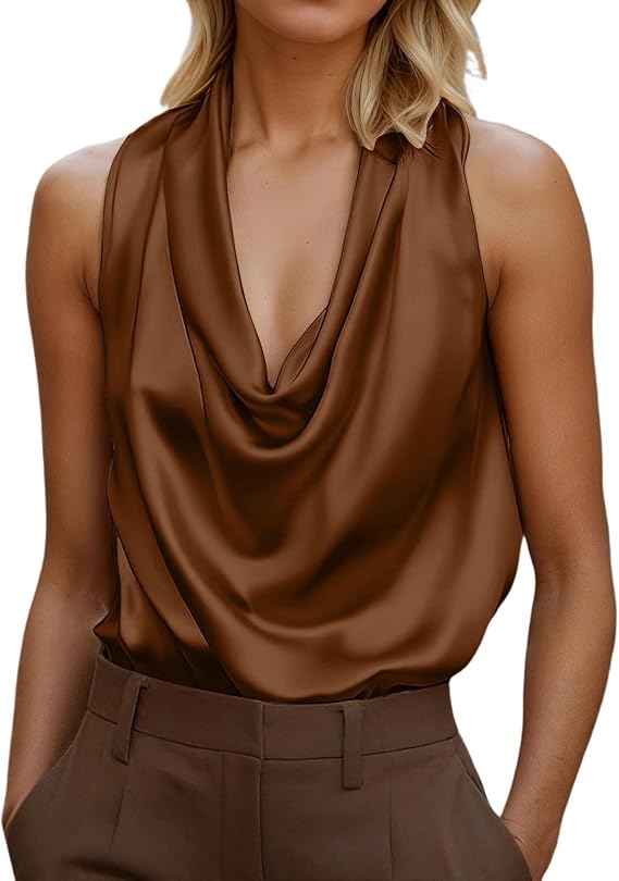 Hannah Draped Cowl Neck Sleeveless Blouse