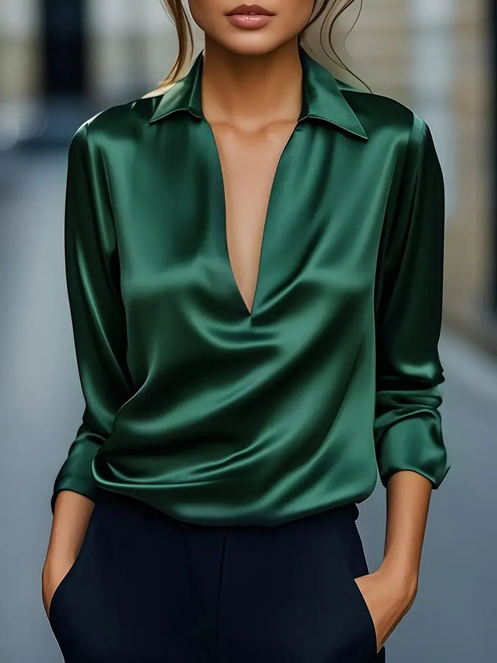 Odalie Satin Draped Collar Blouse