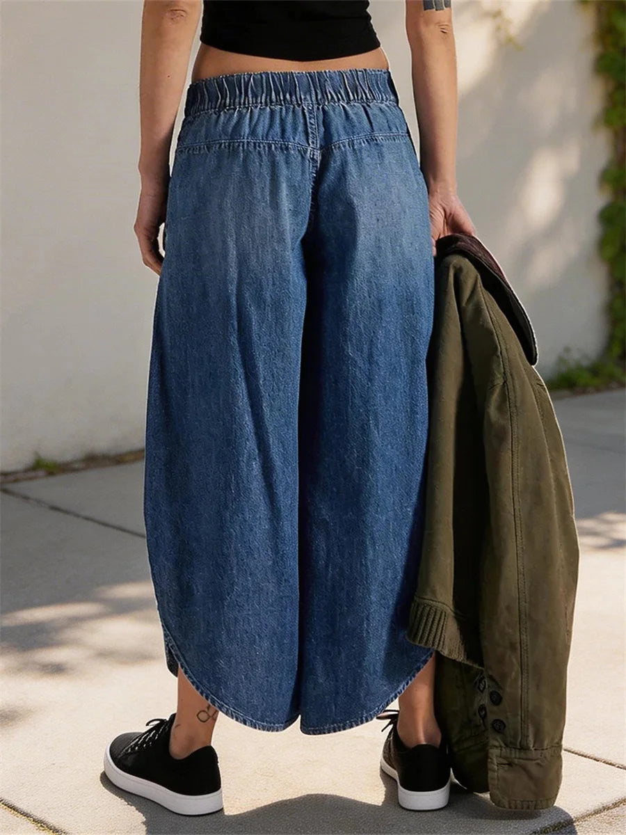 Isabelle Wide Leg Denim Capri Pant