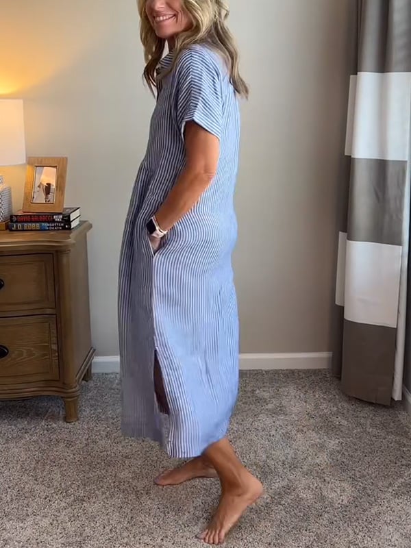 Cressida Striped Button-Up Shirt Dress