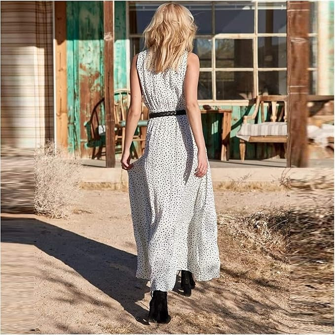 Maelle Boho Sleeveless V Neck Maxi Dress