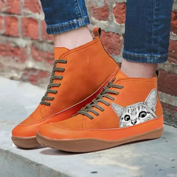 Honorine Cat Print Ankle Boot