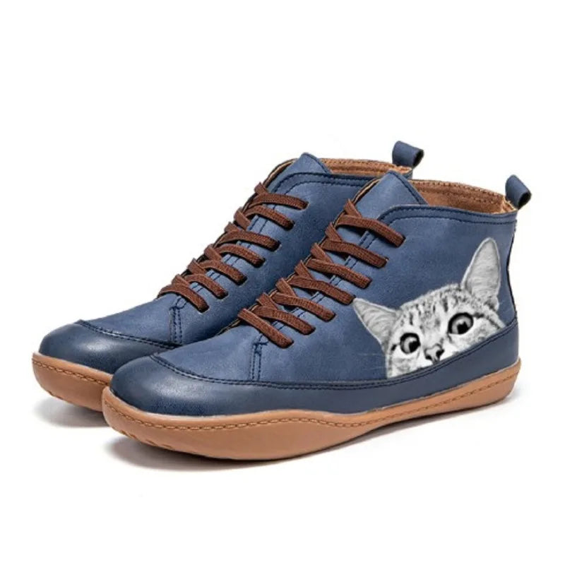 Honorine Cat Print Ankle Boot