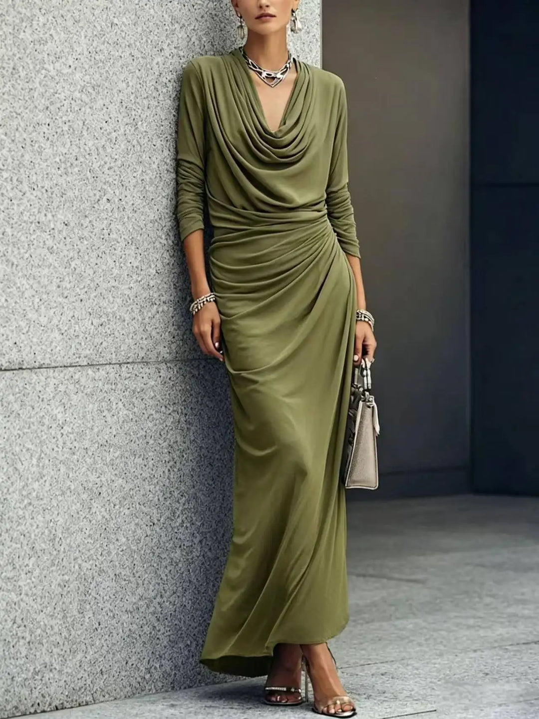 Amelie Draped Cowl Maxi Dress