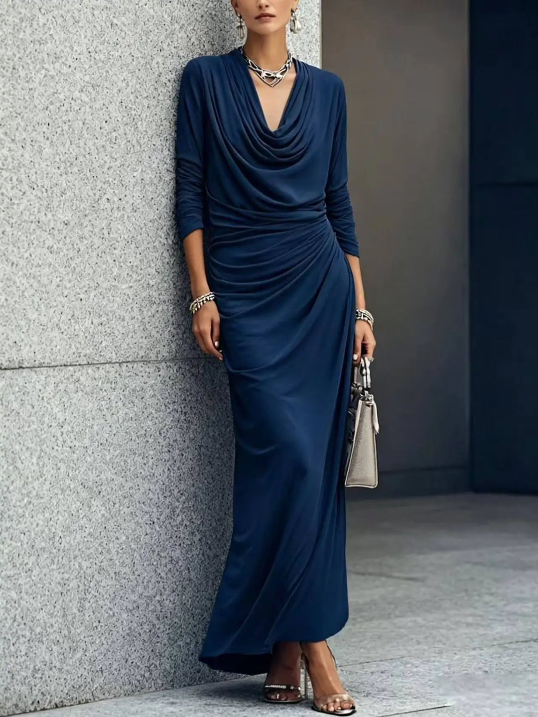 Amelie Draped Cowl Maxi Dress