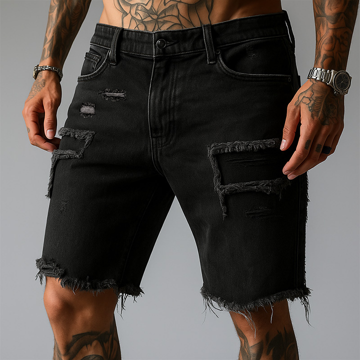 Luca Ripped Stretch Denim Shorts