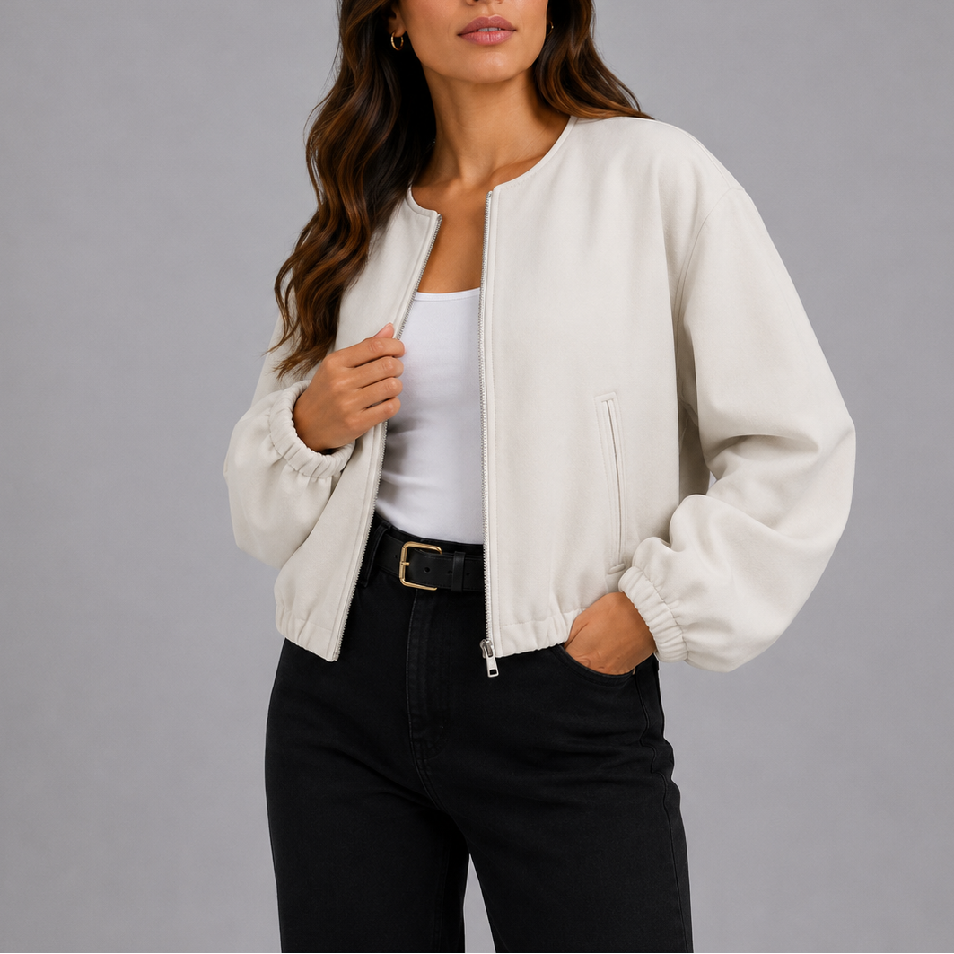 Katrin Collarless Bomber Jacket
