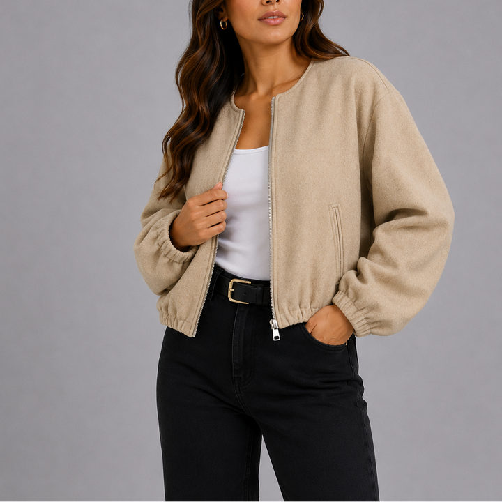 Katrin Collarless Bomber Jacket