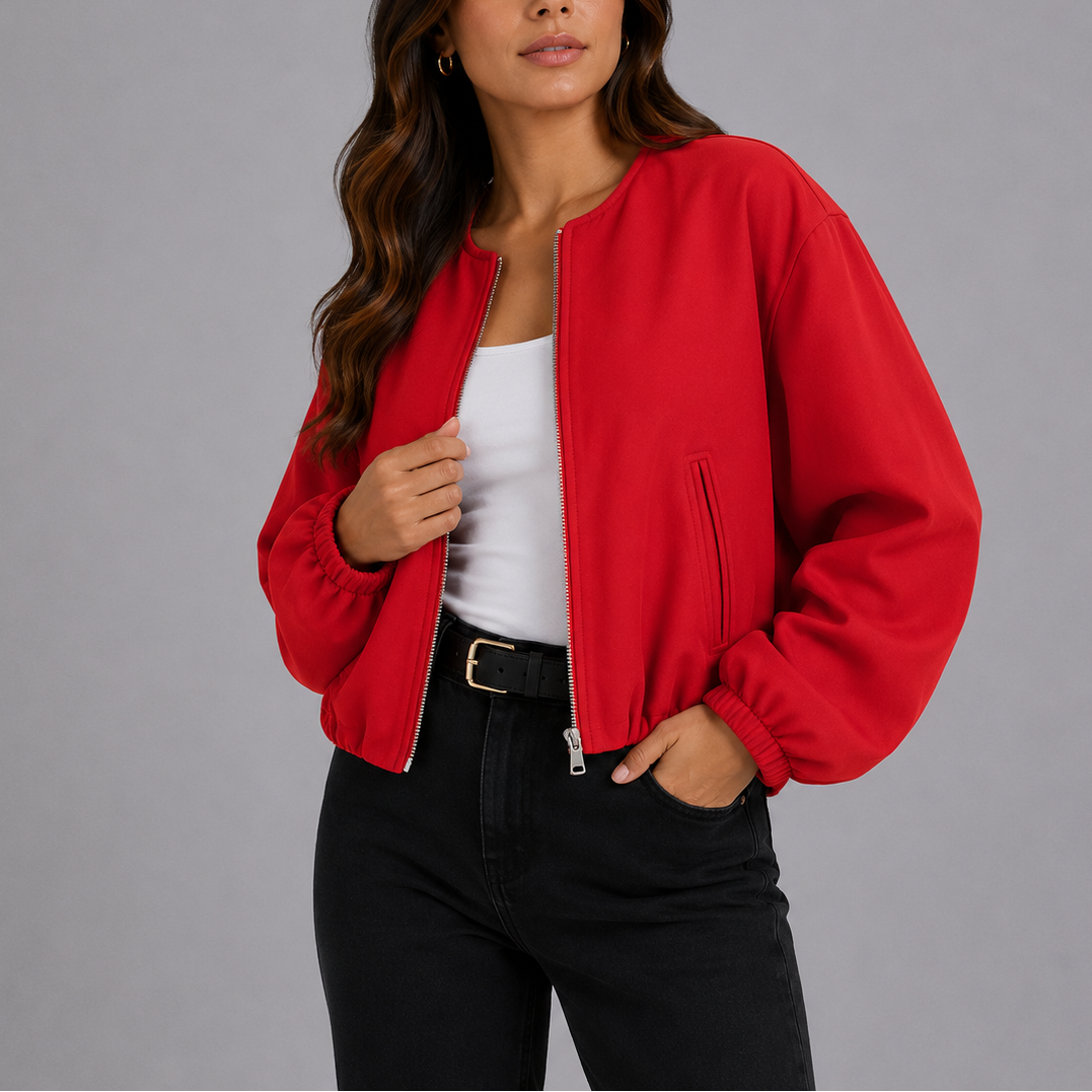 Katrin Collarless Bomber Jacket