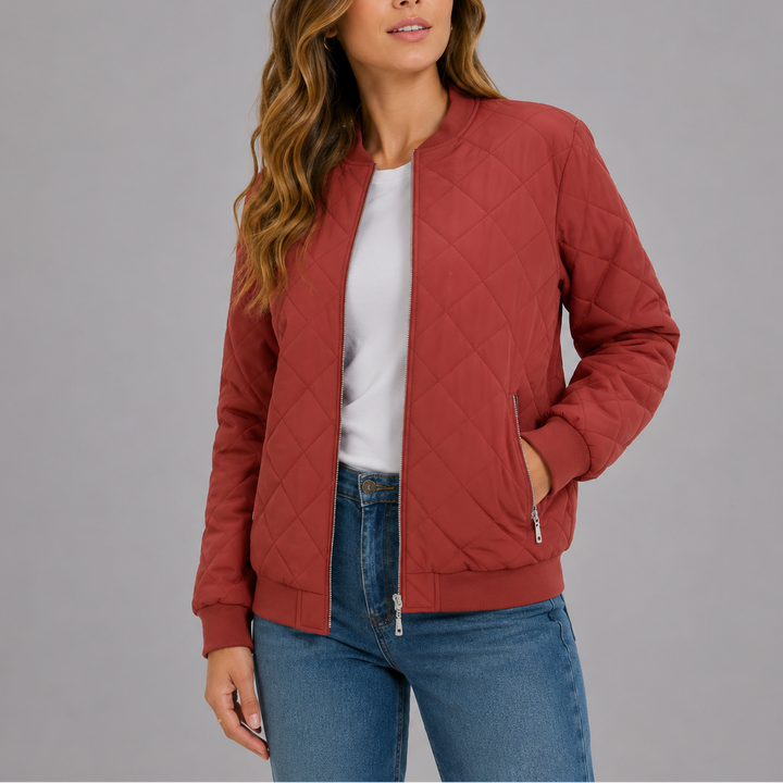 Henrike Quilted Bomber Collarless Jacket