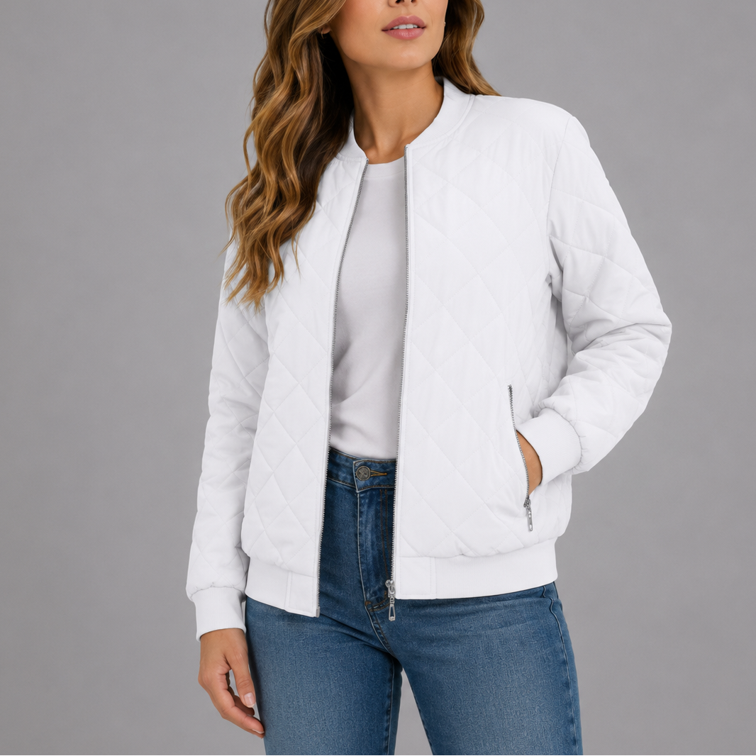 Henrike Quilted Bomber Collarless Jacket