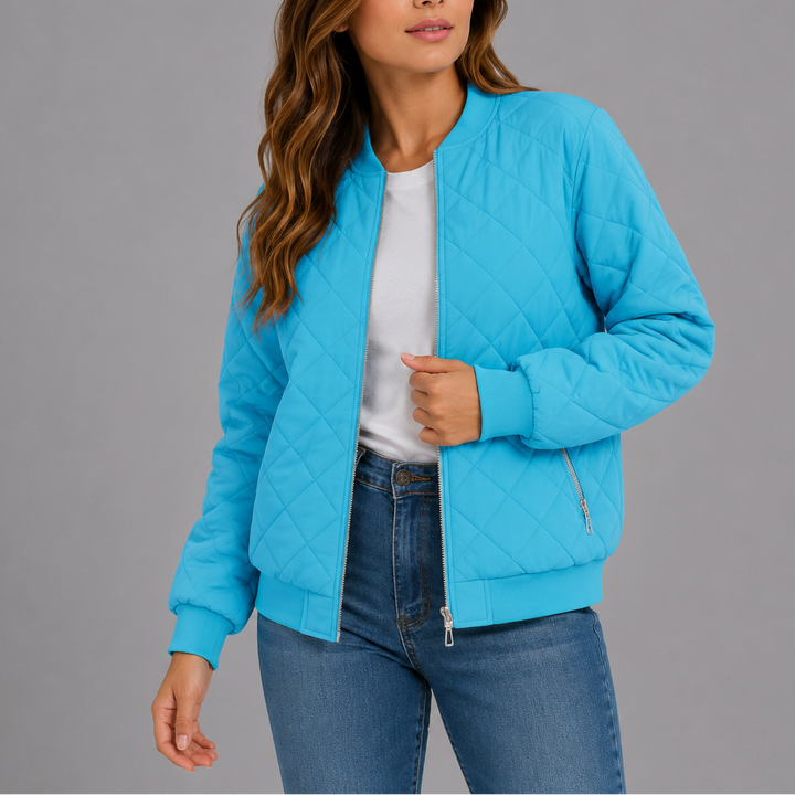 Henrike Quilted Bomber Collarless Jacket