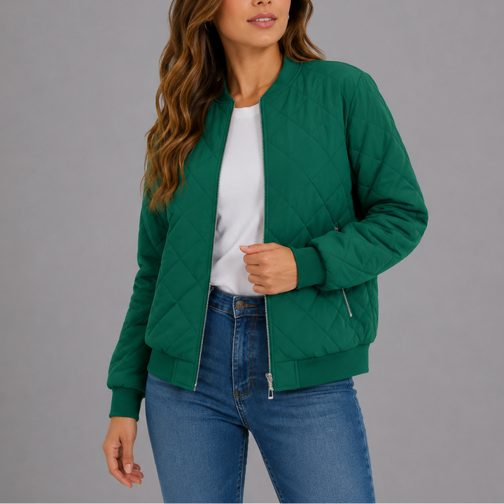 Henrike Quilted Bomber Collarless Jacket