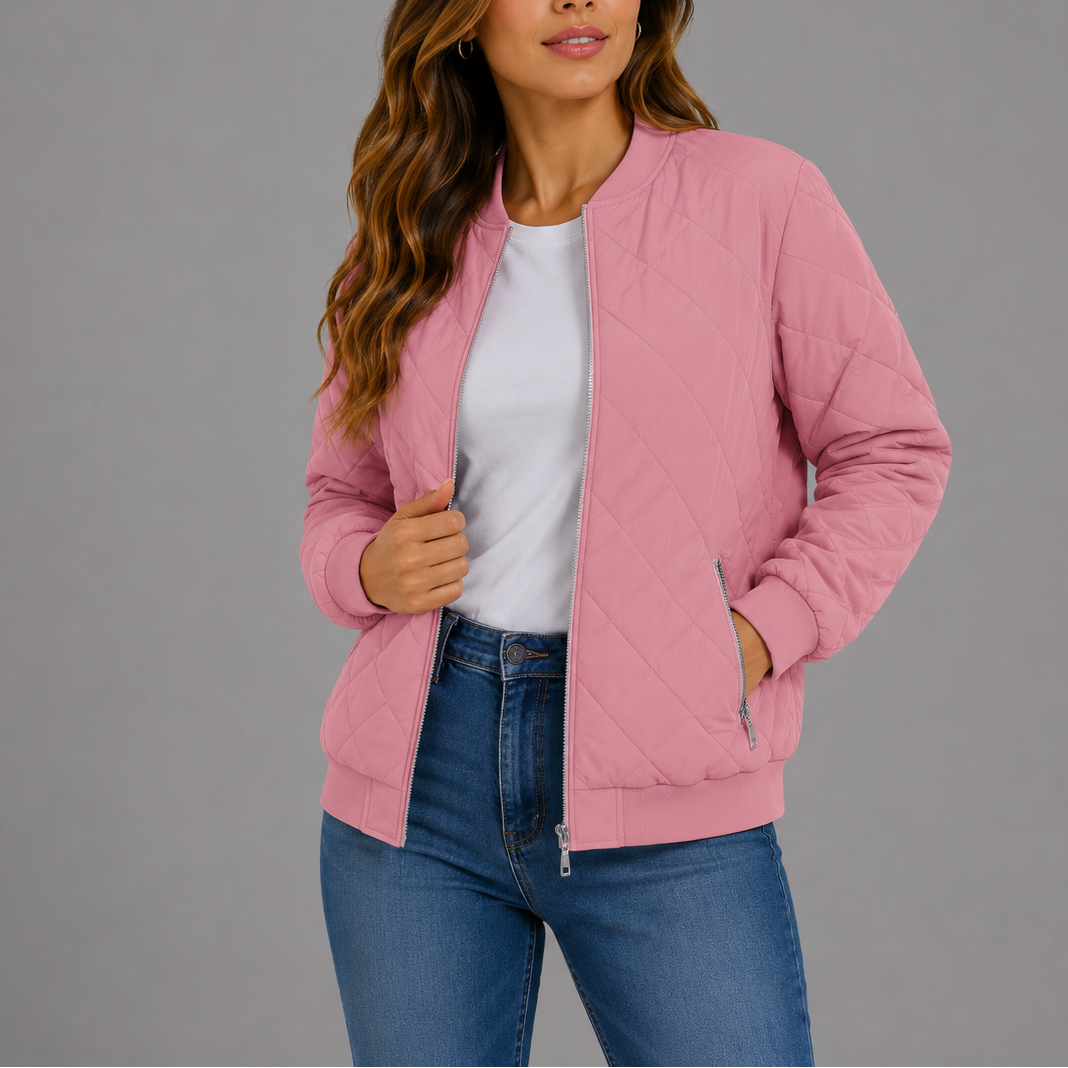 Henrike Quilted Bomber Collarless Jacket
