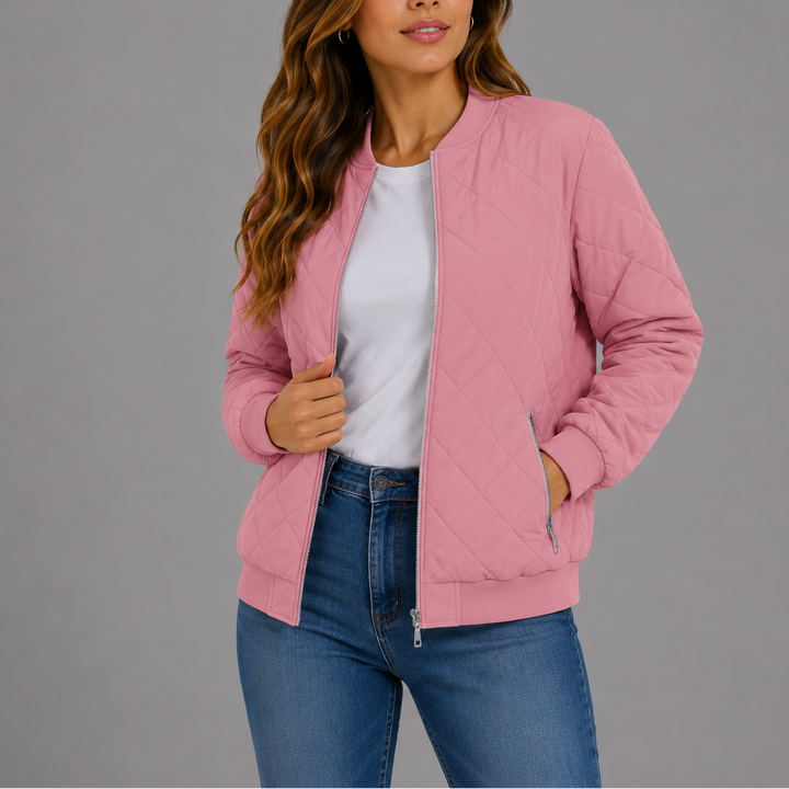 Henrike Quilted Bomber Collarless Jacket