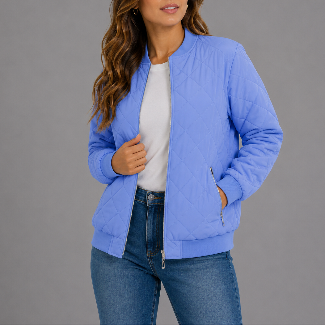 Henrike Quilted Bomber Collarless Jacket