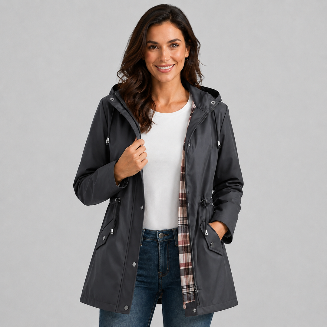 Silvia Drawstring Waist Raincoat