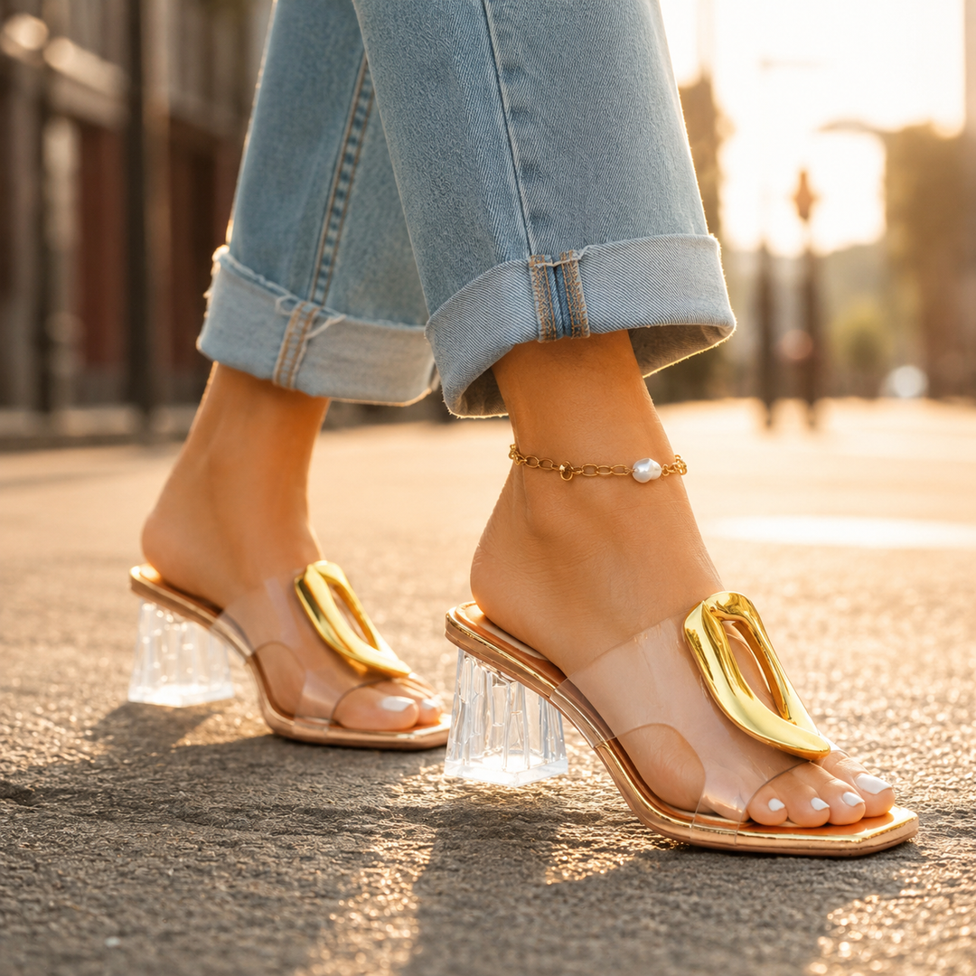 Valenor Square Toe Clear Mule Sandals