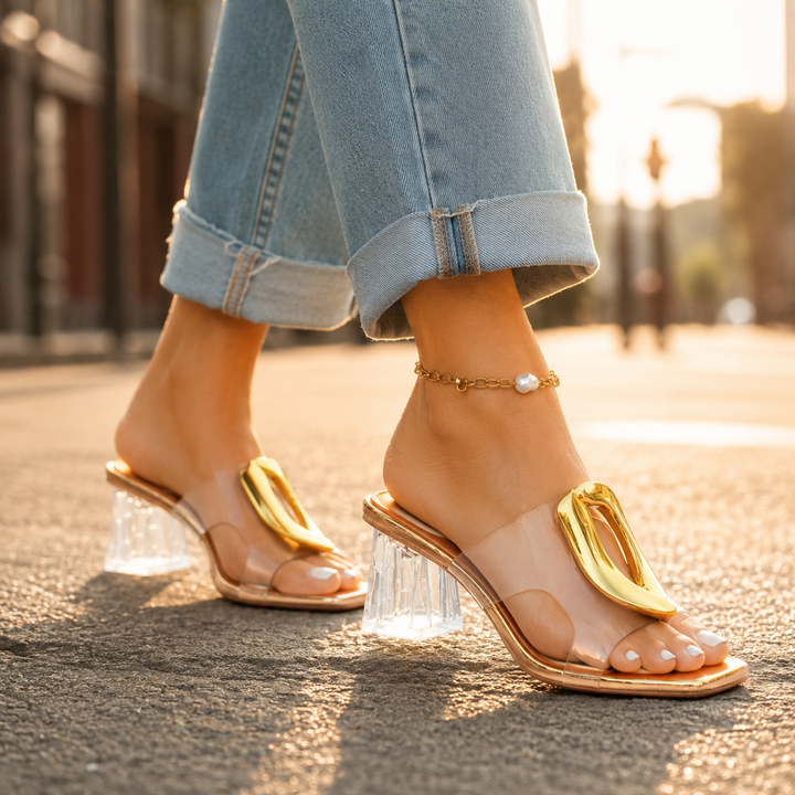 Valenor Square Toe Clear Mule Sandals