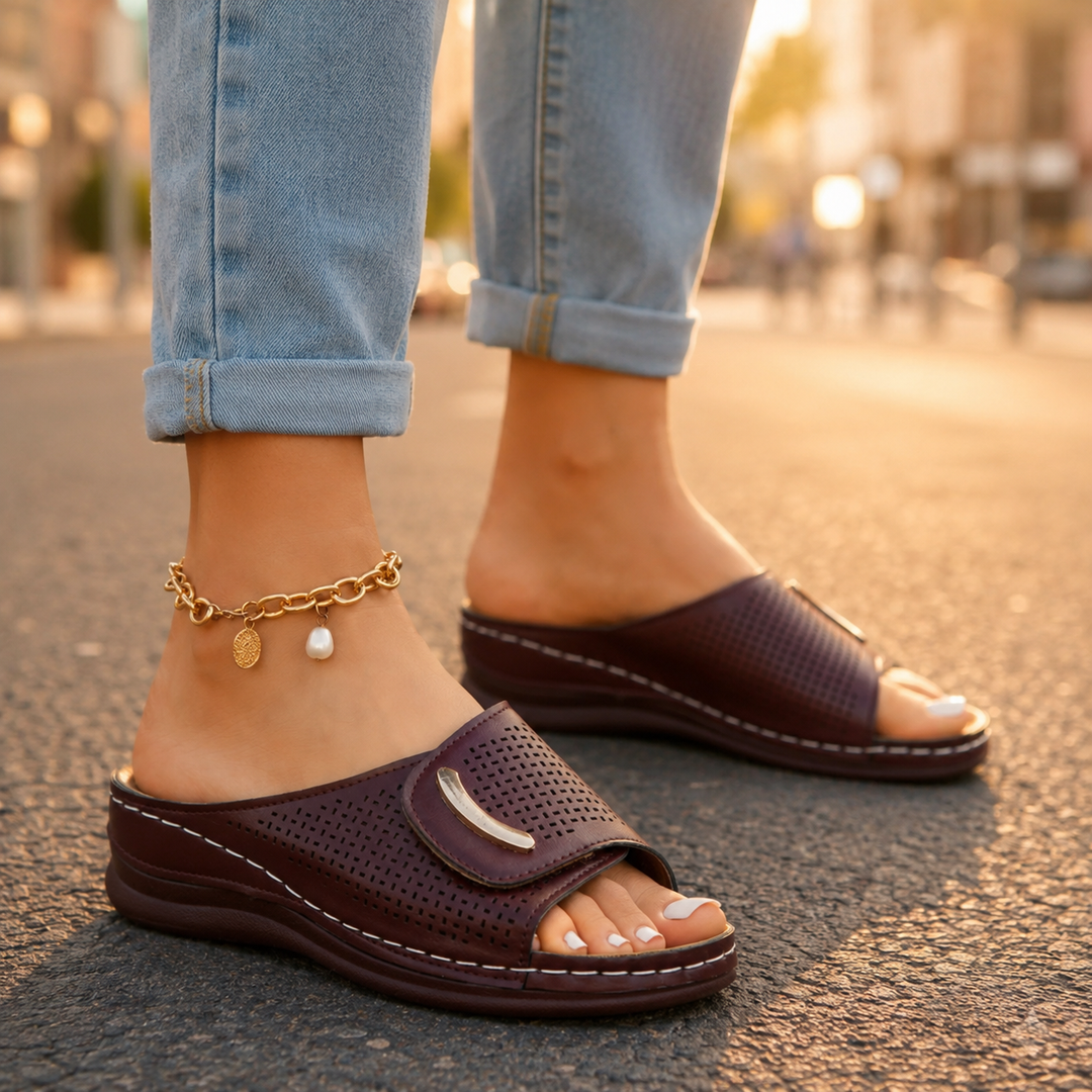 Caelina Supportive Wedge Slide Sandals