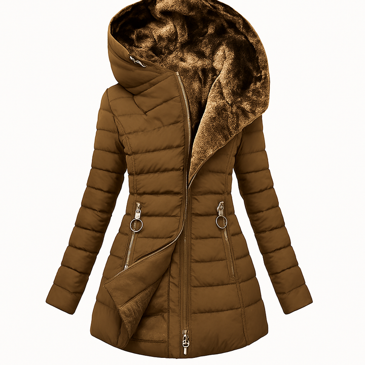 Priscilla Long Quilted Hooded Coat
