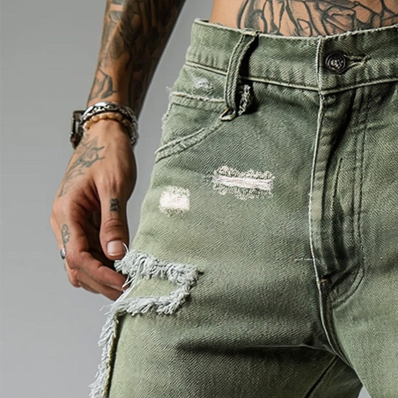 Luca Ripped Stretch Denim Shorts