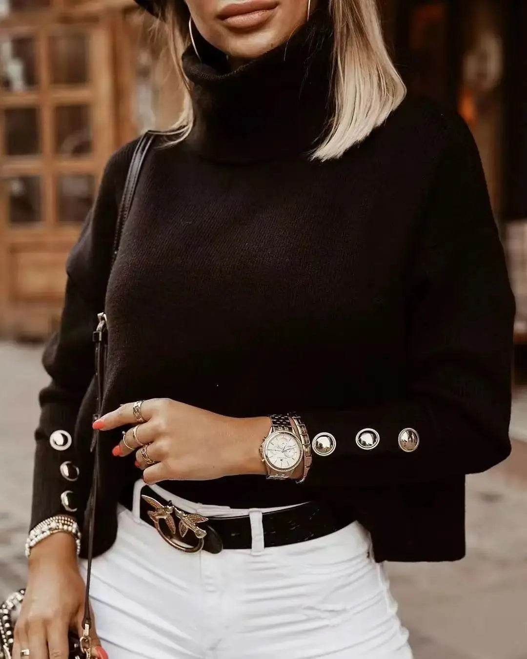 Halston Turtleneck Knit Sweater