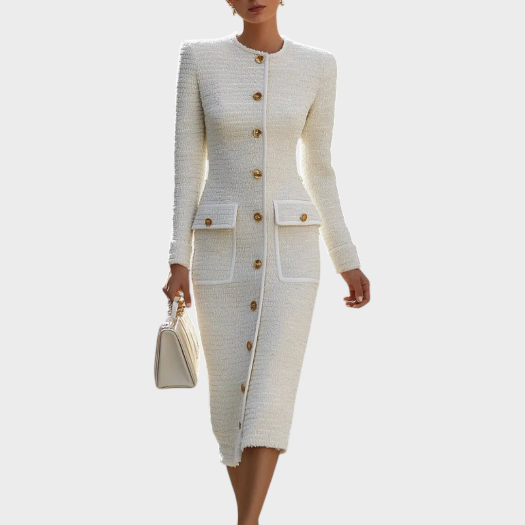 Adriette Button Front Midi Dress