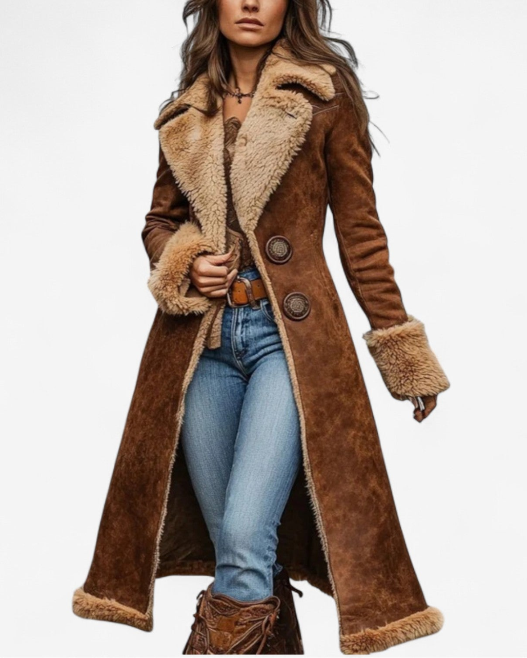 Henriette Shearling Collar Coat