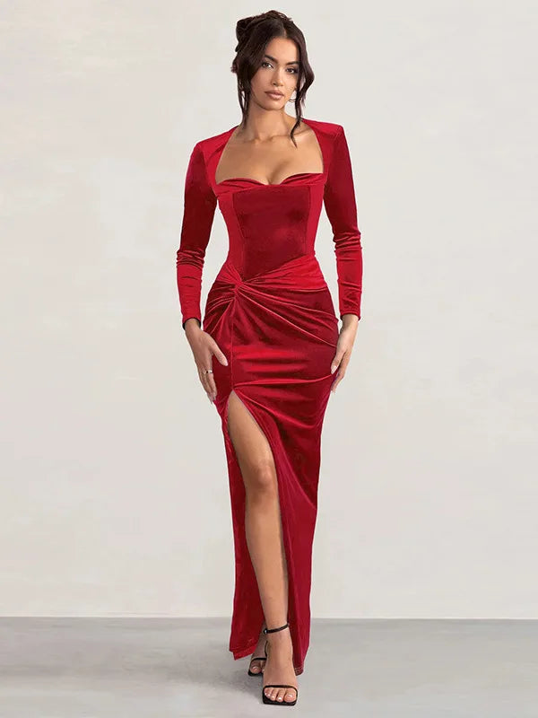 Vesper Twisted Waist Velvet Gown