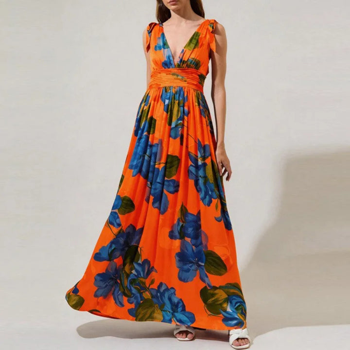 Dulcie Bohemian Floral V Neck Maxi Dress