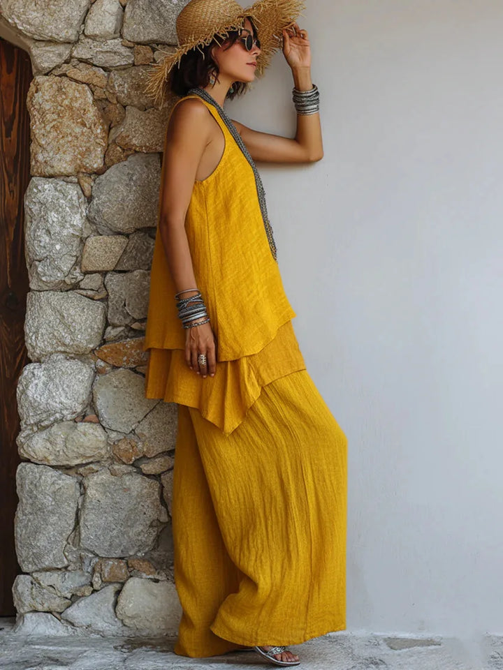 Joy Linen Blend Loose Pants Set