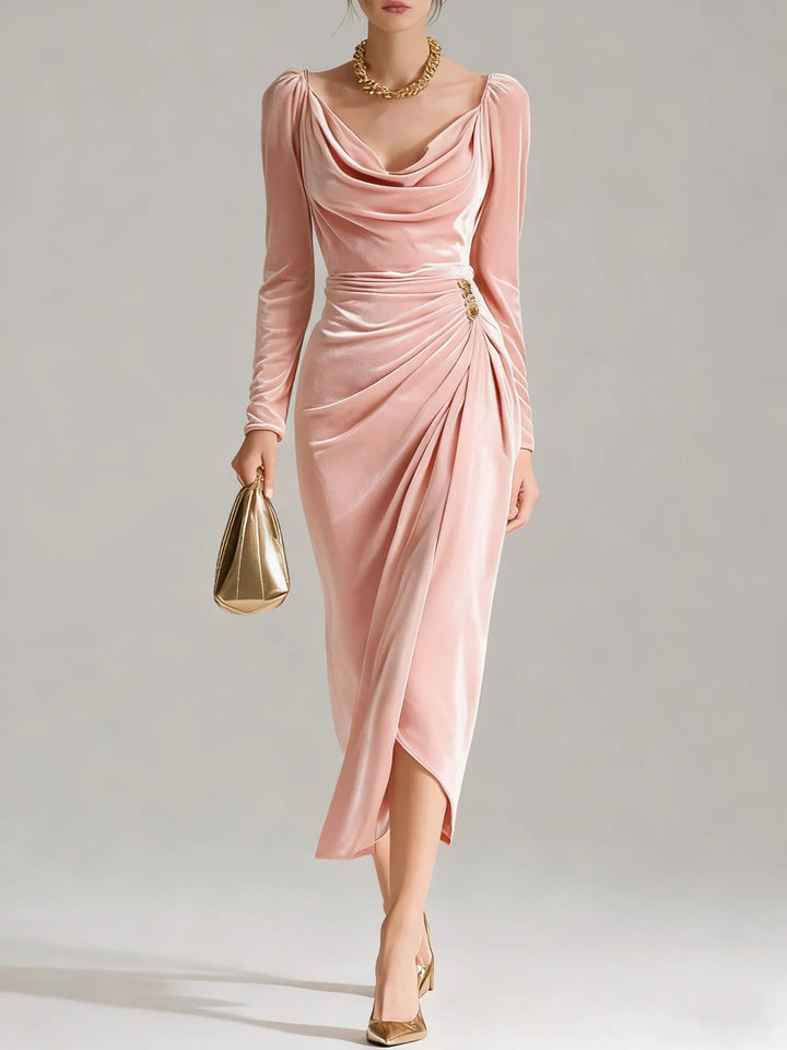 Anastasia Velvet Ruched Midi Dress
