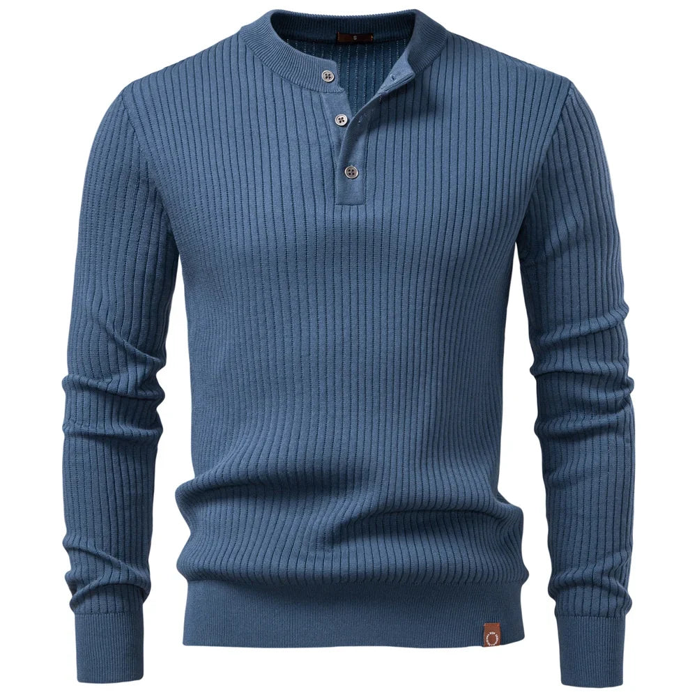 Gareth Ribbed Knit Henley
