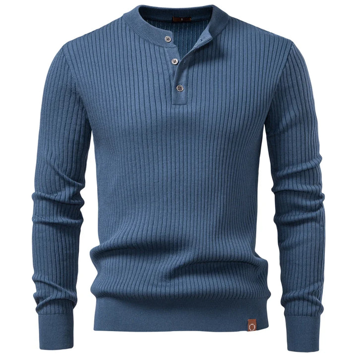 Gareth Ribbed Knit Henley