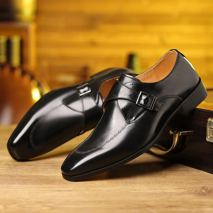 Cristiano Leather Monk Strap Loafers