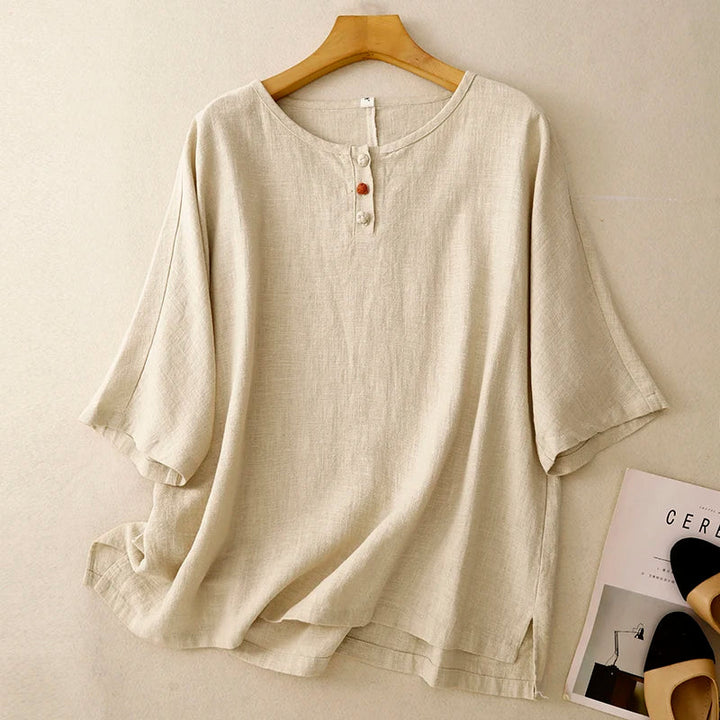 Valentina Short Sleeve Linen Blouse